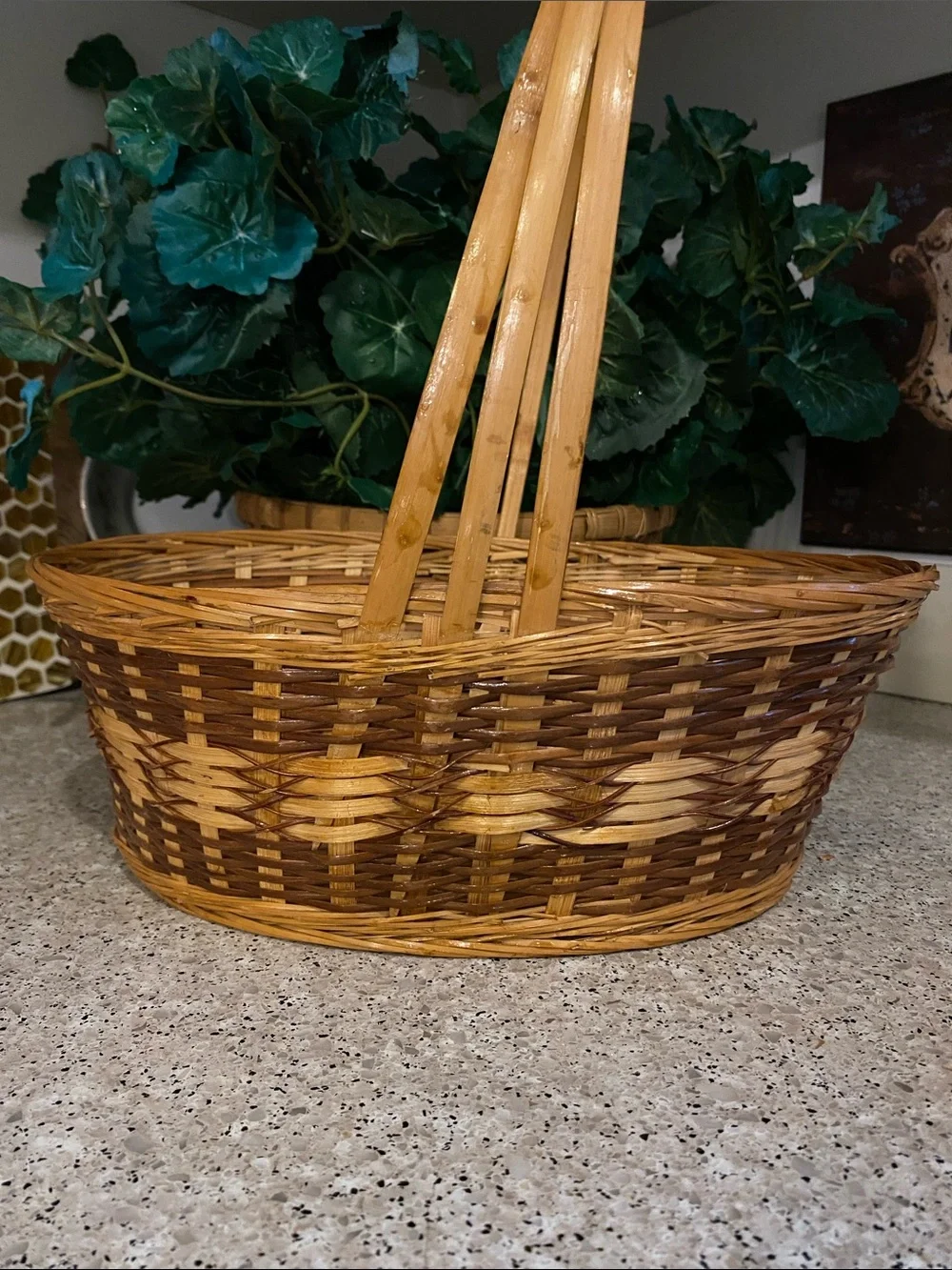 2 Handwoven Vintage Baskets w/Handles